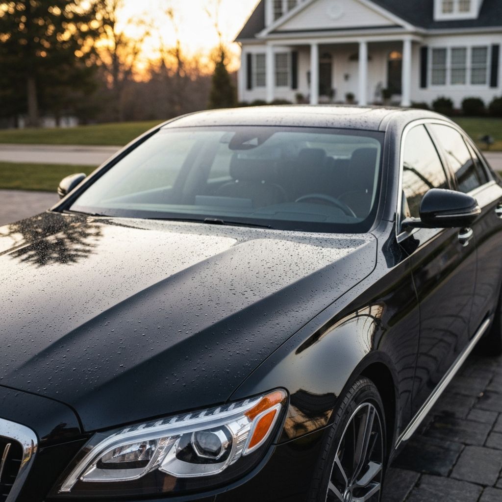 Freshly detailed car with mirror-like gloss finish